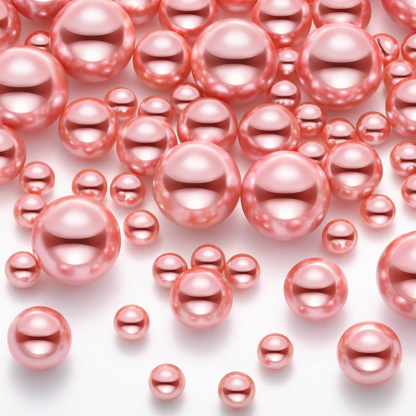 150 Pieces Vase Filler Faux Pearls Vase Makeup Beads No Hole Gloss Bead Mixed Sizes Round Pearl for Home Party Wedding Decor 81420 mmRose Gold