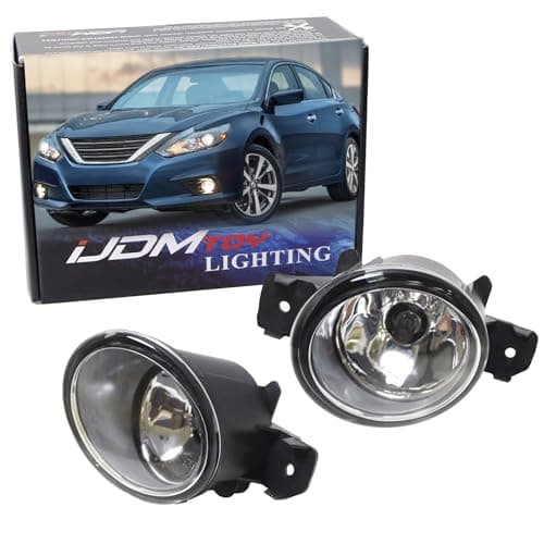iJDMTOY Pair of Clear Lens Halogen Fog Lamps Compatible with Nissan & Infiniti, Driver Passenger Side Assembly w/ (2) 55W H11 Halogen Bulbs