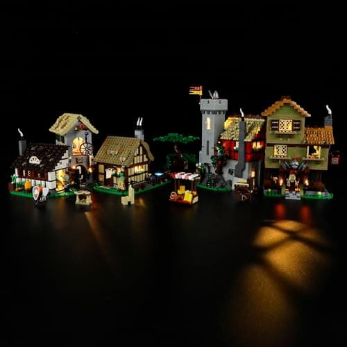 GEAMENT LED Light Kit Compatible with Lego Medieval Town Square Lighting Set for Icons 10332 Model Set Not Included