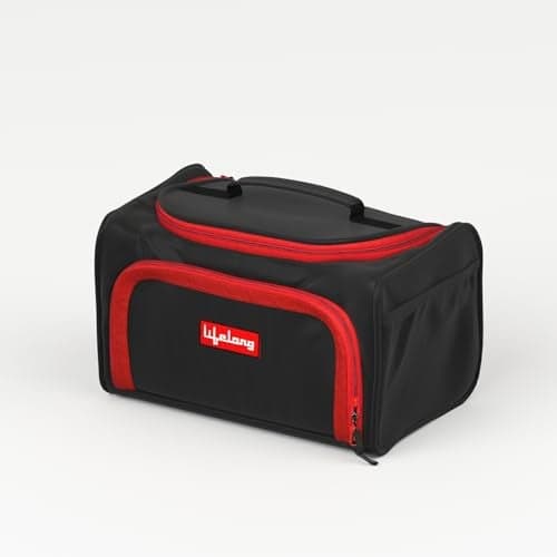 Lifelong Polyester Toiletry Bag for Men & Women Makeup Pouch - Travel Essentials Organizer - Travel Pouch - Travel Kit for Toiletries - Wash Bag 26cm (Red/Black)
