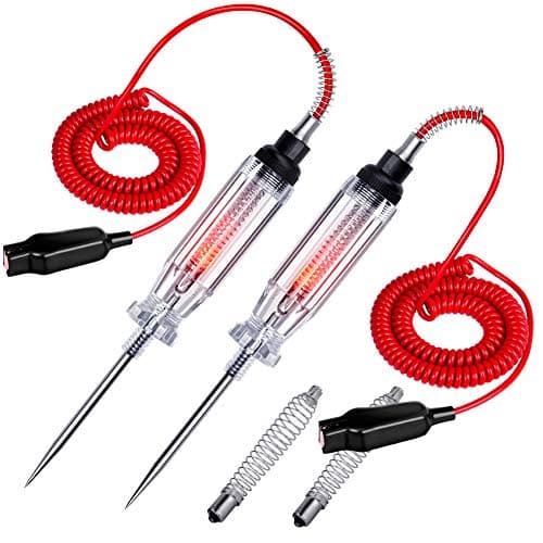 2PCS Heavy Duty Automotive Circuit Tester Premium 624V Test Light with Extended Spring Test Leads Sharp Piercing Probe Circuit Voltage Tester with Replacement Indicator Light for CarVehicles