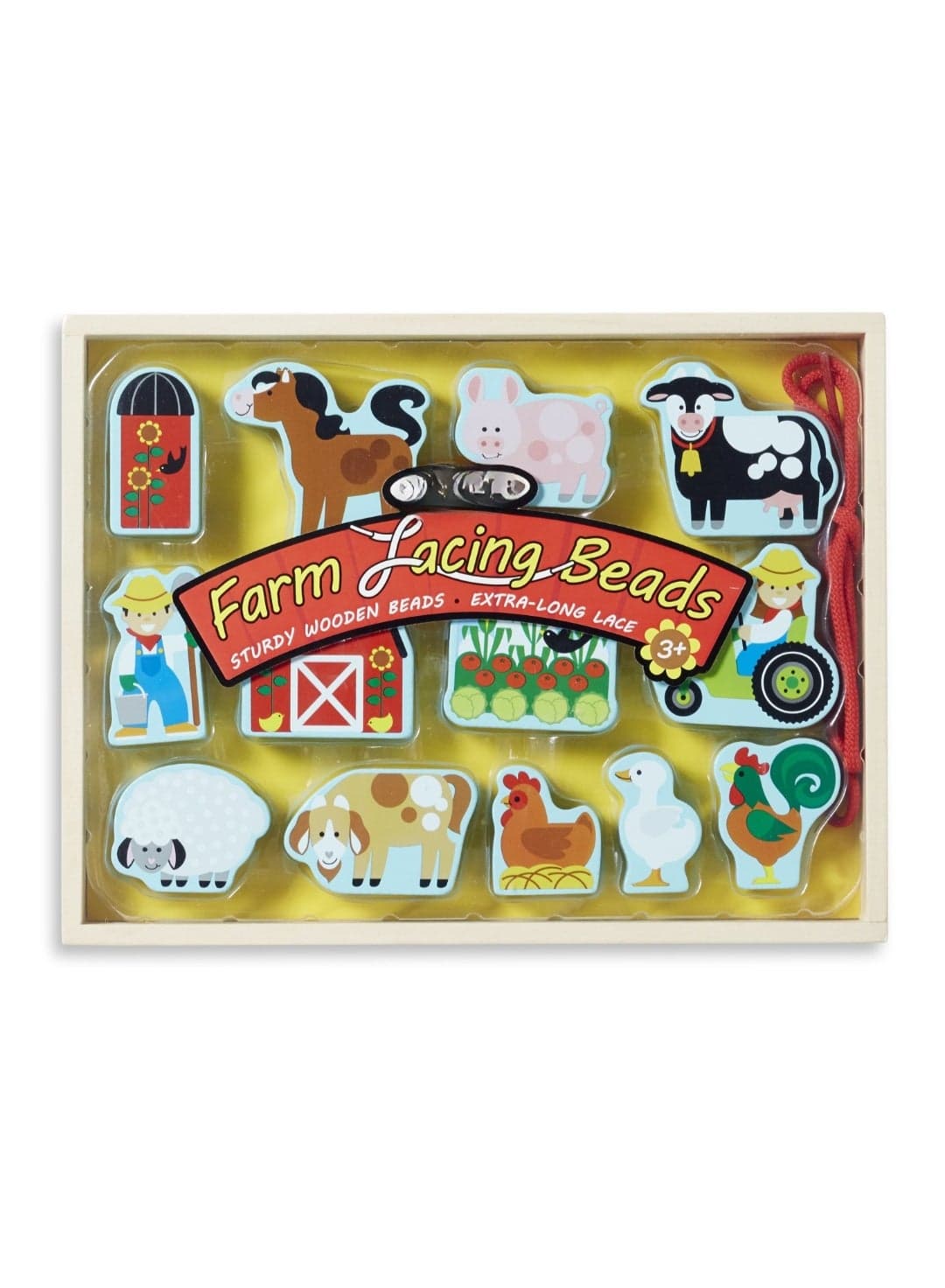Farm Lacing Beads With 13 Wooden Beads and 1 Sturdy Lace toy set for kids