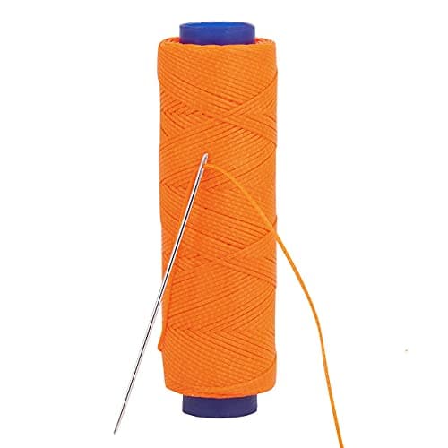 Shelver Waxed Thread Strong Thread for Leather Upholstery Shoe Bag incl Needle Colour NEON Orange