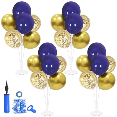 ZJDHPTY Navy Blue and Gold Balloon Stand Navy and Gold Balloons Centerpiece Table Decorations for Birthday Wedding Anniversary New Year Graduation Decorations Class of 2025(Gold navy set4)