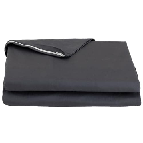 FULI 100% Cotton Zippered Futon Cover, Japanese Futon Mattress Cover, Shikibuton, Made in Japan (Queen, Dark Gray)