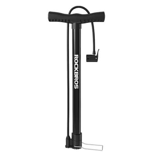 Rockbros High-Pressure Bicycle Pump | 140 PSI Air Inflator for Bikes, Cars, and More | Sturdy Steel Build | Fast Inflation