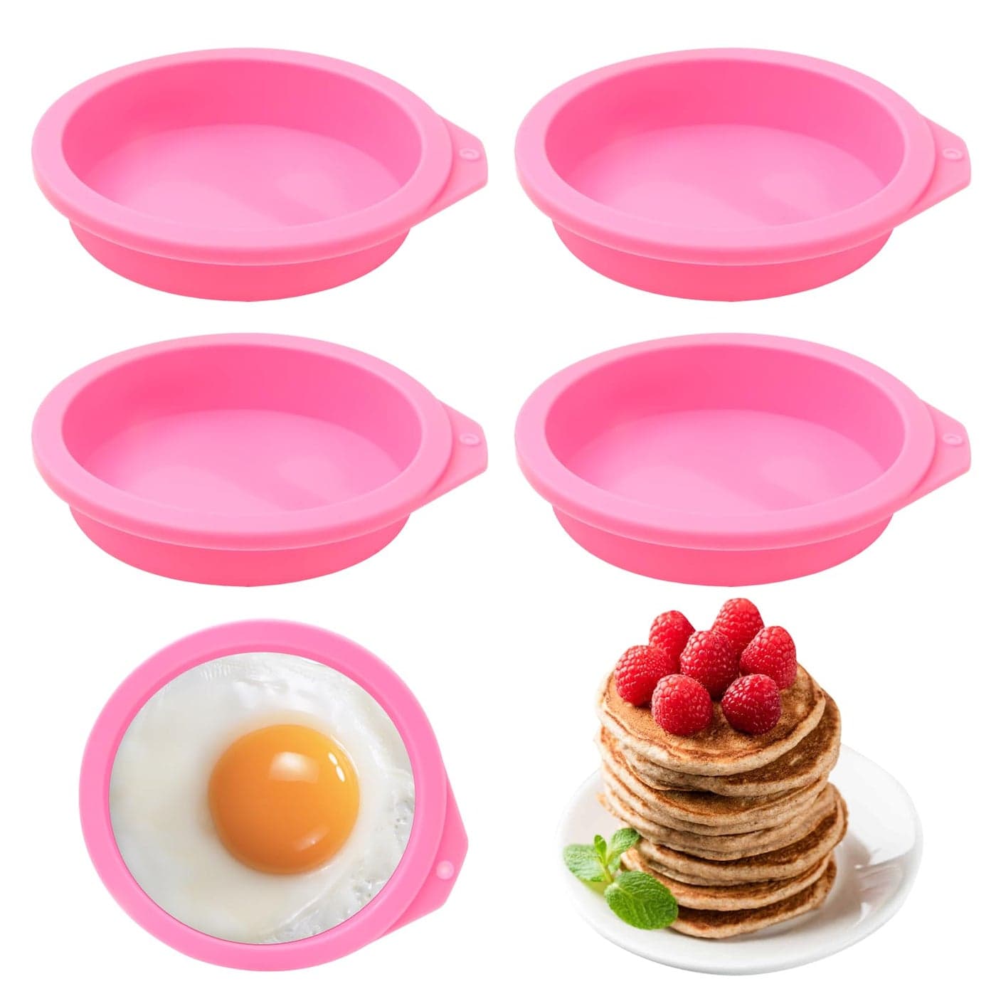 YINARONG 4 Pcs Air Fryer Egg Molds Air Fryer Egg Molds Silicone Air Fryer Bites Egg Molds for Muffin Lids Toast NonStick Air Fryer Accessories