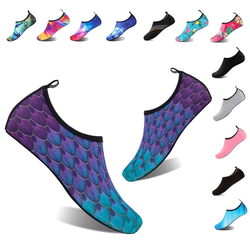 YALOX Water Shoes Women's Men's Outdoor Beach Swimming Aqua Socks Quick-Dry Barefoot Shoes Surfing Yoga Pool Exercise(YL-Blue/Green,40/41EU)
