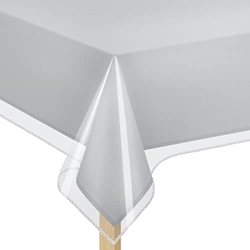 Elaine Karen Clear Plastic Table Cover Protector 100% Waterproof Table Protector Crystal Clear Plastic Tablecloth Cover for Dining Table Heavy Duty Vinyl, 60" Round