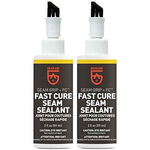 GEAR AID Seam Grip FC Fast Cure Sealant for Sealing Seams on Tents, Rainflies, Shelters, Awnings, Tarps and Pop-ups Made of Nylon, Vinyl, Clear, 2 fl oz, 2 Pack