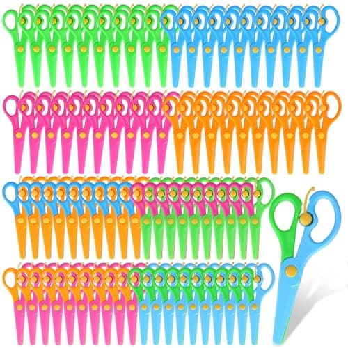 Lanties 80 Pcs Plastic Scissors for Toddler Bulk Anti Pinch Safety Scissors for Kids for Preschool Practice Training School Classroom Children Food Paper Scrapbook Art Craft Supplies 8 Colors