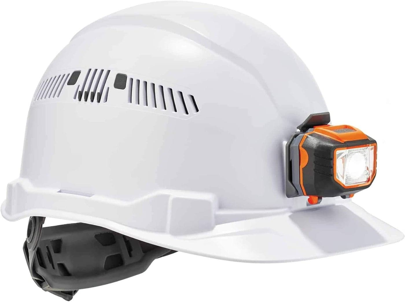 Ergodyne 60146 Vented Hard Hat with Light Cap Style Ratchet Suspension Class C Skullerz 8972LED White