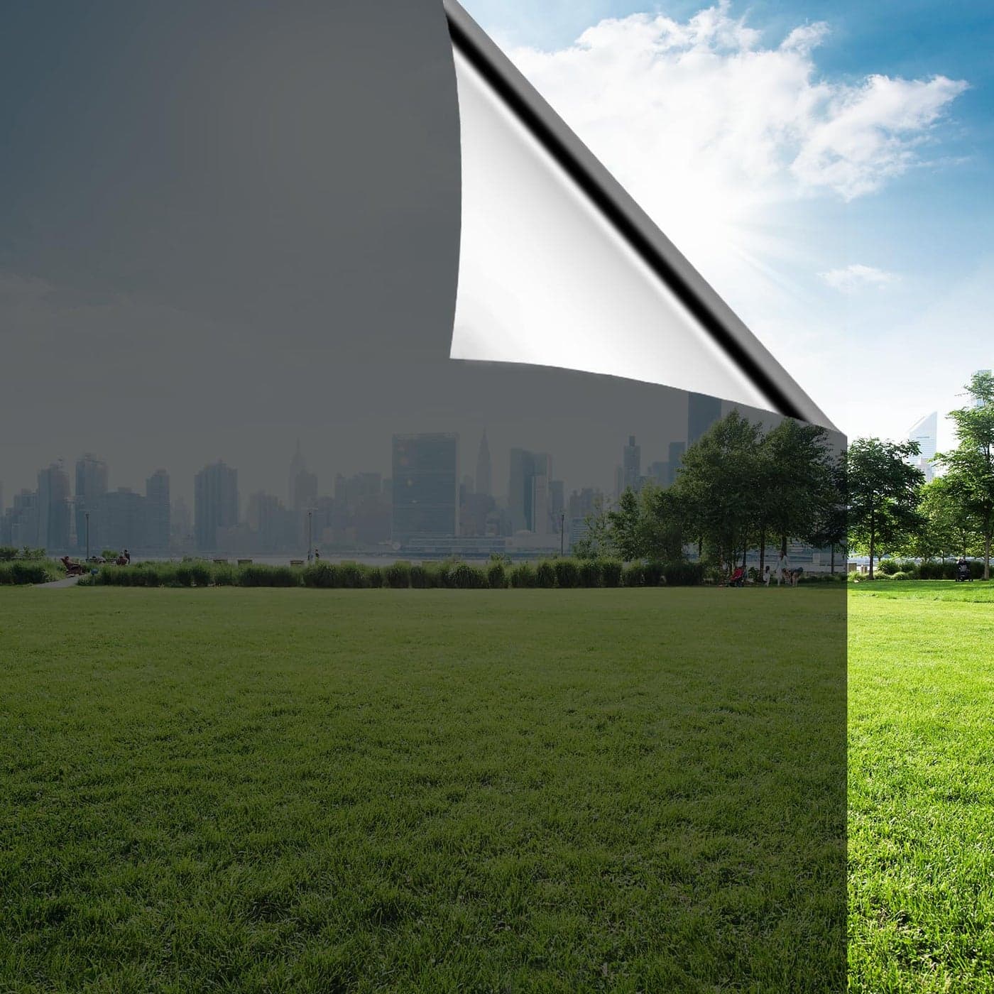 Niviy One Way Window Film Privacy Mirror Effect SelfAdhesive Window Tint UV Heat Control Glass Door Film for Home and Office BlackSilver 354 x 787 inches