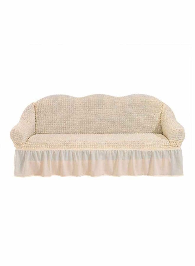 3-Seater Exquisitely Detailed And Beautifully Designed Attractive Bubble Type Pattern Sofa Slipcover Cream 11.7x5.3x16.3inch