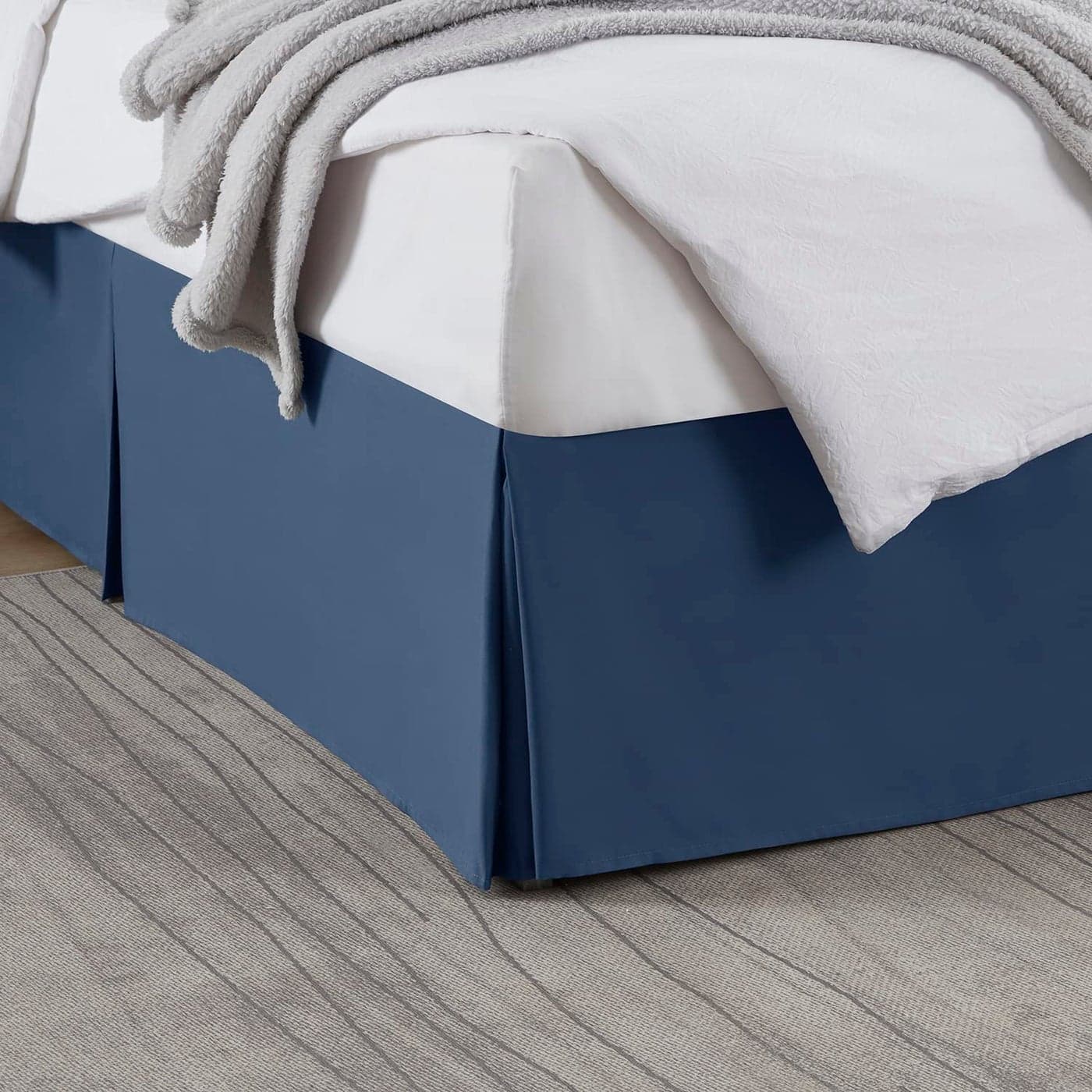 Nestl Navy Blue Bed Skirt Queen Size Queen Bed Skirt 14 Inch Drop Brushed Microfiber Bed Skirts Hotel Quality Pleated Bed Skirt Shrinkage Fade Resistant