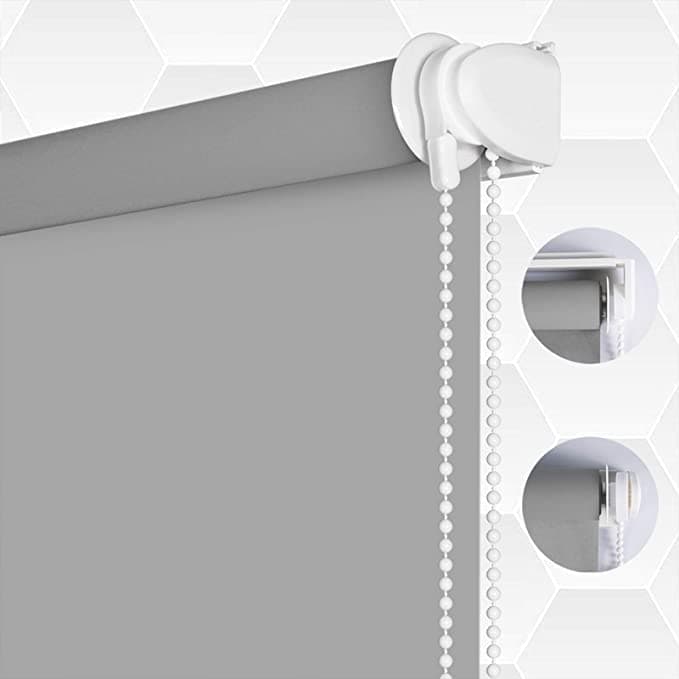 SMONTER 100 Blackout Waterproof Fabric Window Roller Shades Blind Thermal InsulatedUV Protectionfor BedroomsLiving RoomBathroomThe Office Easy to Install 66CM W x 200CM LGrey