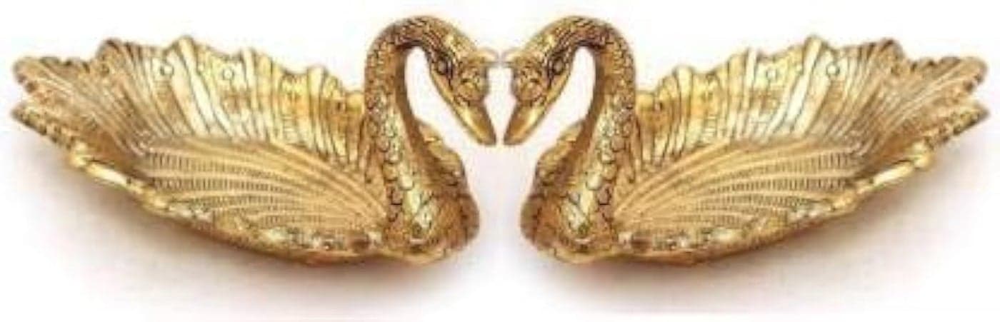 Fashion Bizz Swan Duck Shape Dry Fruit Tray Platter Duck Bowl for Flower Petal, Snacks or Dessert Platter (Gold, Pack of 2)