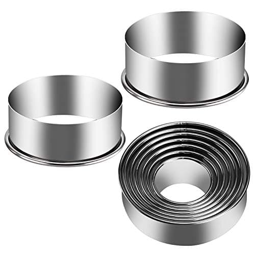 KSPOWWIN 9 Pieces Stainless Steel Cookie Cutter Set Biscuit Plain Edge Round Cutters Metal Ring Baking Molds