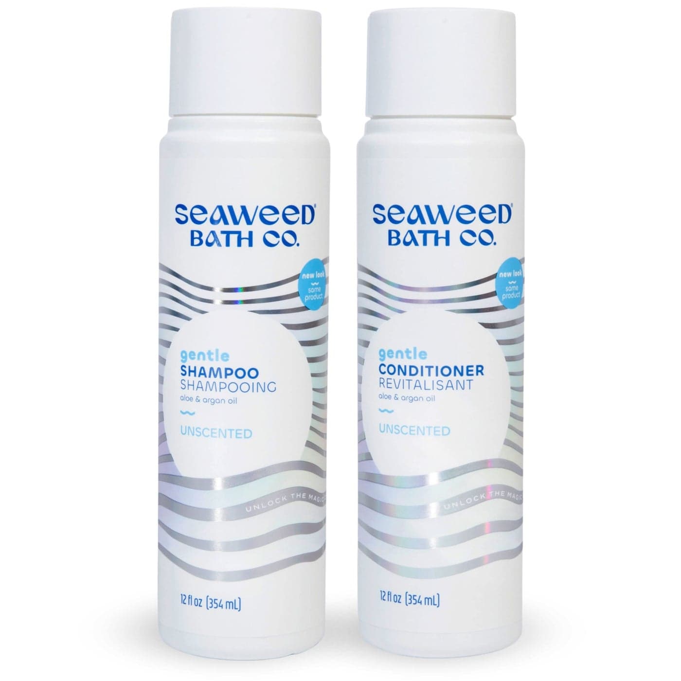 Seaweed Bath Co Gentle Shampoo and Conditioner Set Unscented 12 Ounce Pack of 2 Sustainably Harvested Seaweed Aloe Argan Oil For Sensitive Scalps