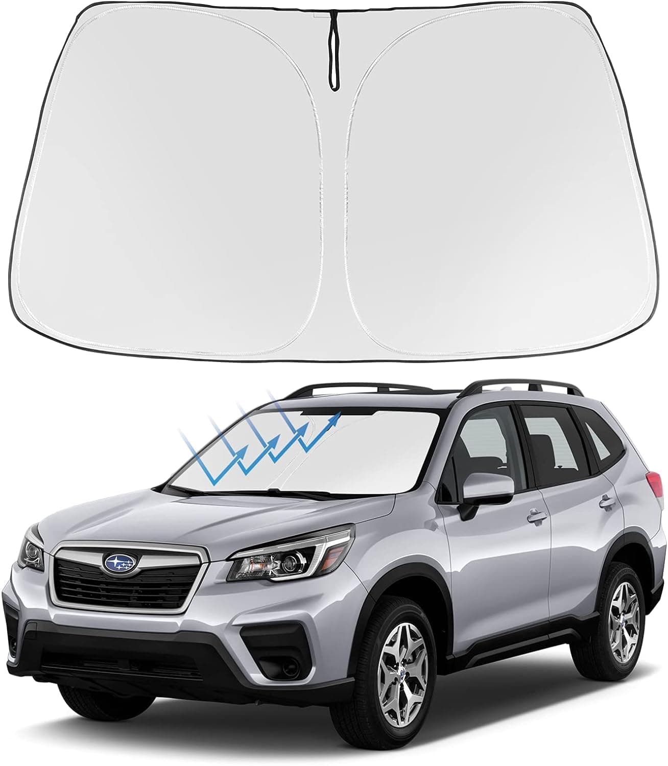 Proadsy Windshield Sun Shade Custom Fit 2019-2024 2025 Subaru Forester SUV, Crossover, Base, Premium, Sport, Limited Accessories Foldable Front Sunshade Protector Blocks UV Rays Keep Car Cooler