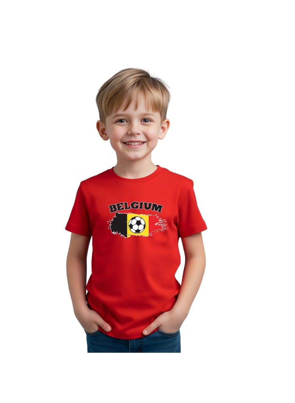 Belgium Unisex Kids T-Shirt - Short Sleeve Round Neck Cotton Tshirt for Boys and Girls - Soft and Comfortable - Gift for Young Football Fans — 11-12YEARS