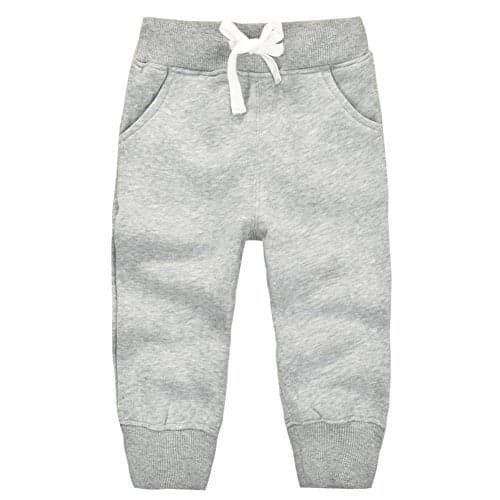 CuteOn Unisex Toddler Jogger Pants Kids Cotton Elastic Waist Winter Baby Sweatpants Pants 2Years Grey