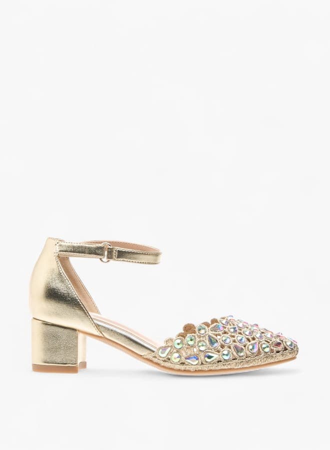 Girl's Embellished Shoes with Hook and Loop Closure