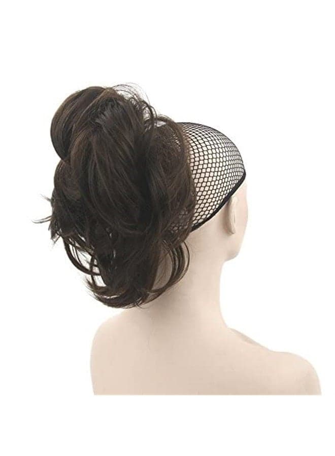 Curly Flexible Claw Ponytail Hairpieces Synthetic Clip In Hair Extensions Little Pony Tail Hair Pieces (Chocolate Brown)