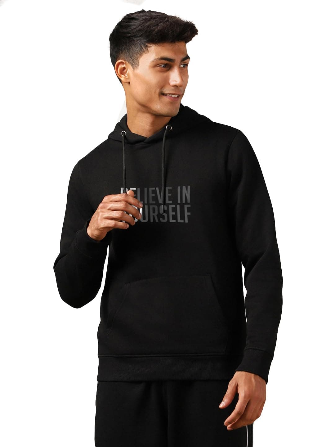 NOBERO Men's Cotton Blend Hooded Neck Regular Fit Sweatshirt (1M-TWHO-C0218_Black, X_Large)