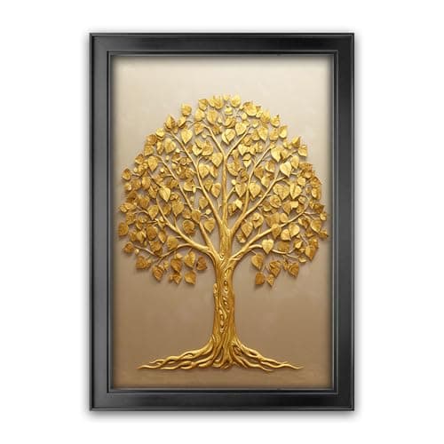 Dharvika Innovations Vastu kalpavriksha Money Golden Tree Photo Frame, Black, 21x27 Inch, Sparkle Laminated 51051