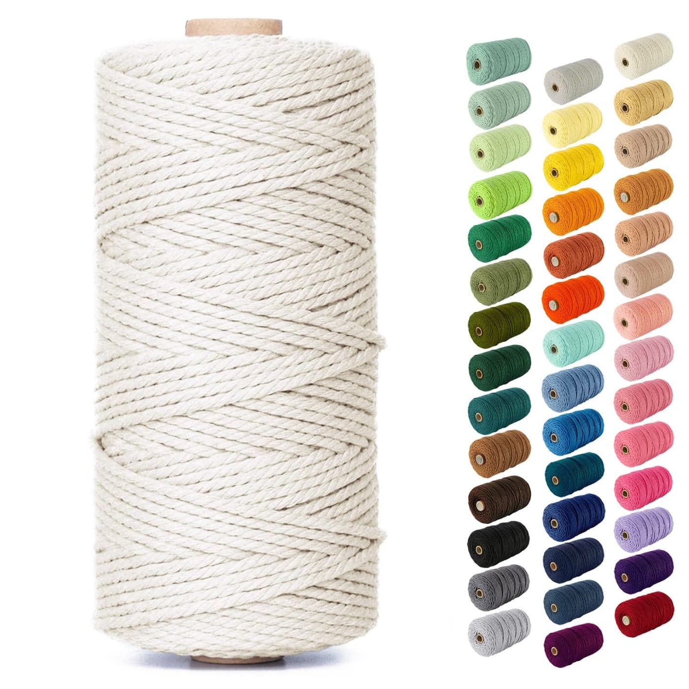 Nook Theory Macrame Cord 3mm 109 Yards Cotton Rope 4mm 5mm Yarn String for Crafts Perfect for Macrame Wall Hanging and Boho Decorations Cream