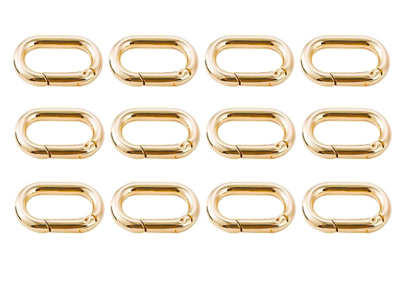 Bobeey 4pcs Carabiner Metal Spring Key RingSpring Snap Hooks ClipSpring Keyring BuckleOval Ring for BagsPurses BBC39Light Gold