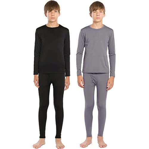 ViCherub Boys Thermal Underwear Set Long Johns for Kids thermals Top & Bottom Knit Base Layer Fleece Lined Winter Warm 2 Sets for Boy