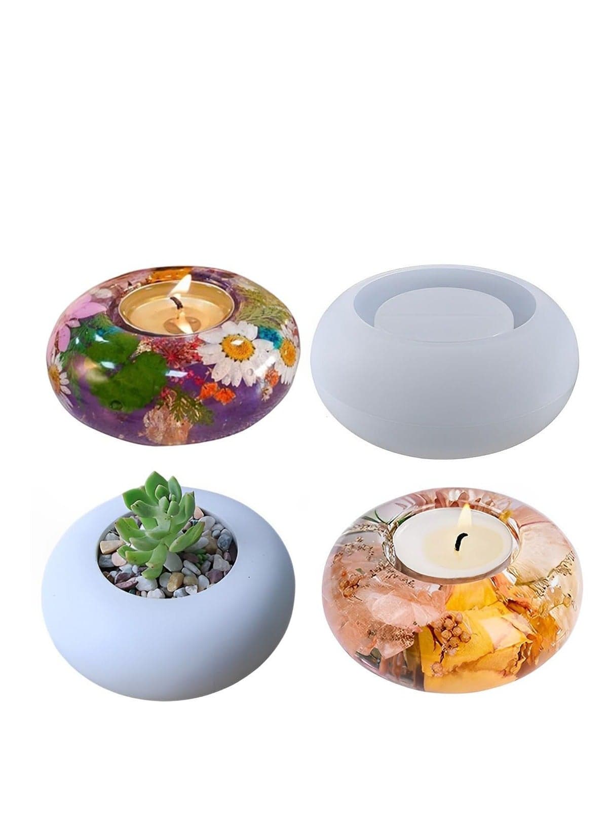 Tea Light Candle Holder Resin Molds Silicone, Epoxy Mould Planter Moldfor DIY Jewelry Box, Candy Box, Plants Pot, Craft Making Decoration, Home Table Decoration