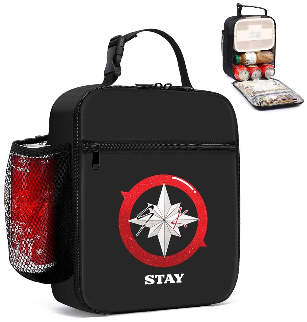 Swico Remado Insulated Lunch Bag Large Capacity Reusable Lunch Box Organizer for Office Picnic Travel Hiking Beach and STAY Music Fans