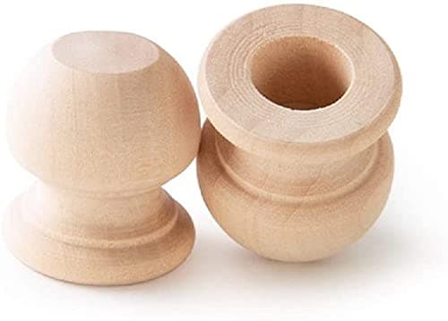 Pinehurst Crafts Wood Dowel Rod Finials 1116 Inch Tall with 12 Hole Pack of 8