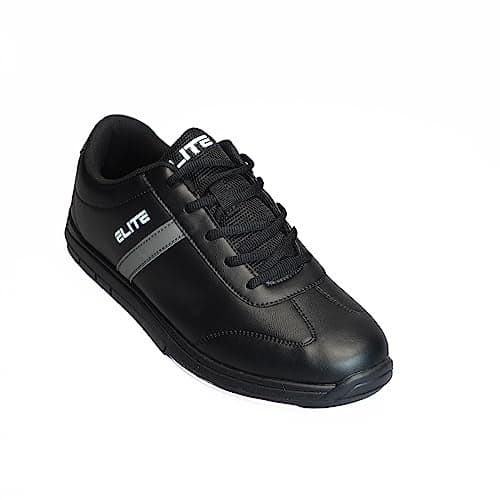 ELITE Mens Basic Athletic Lace Up Bowling Shoes with Universal Sliding Soles for Right or Left Handed Bowlers BlackGrey US Footwear Size System Adult Men Numeric Medium 11