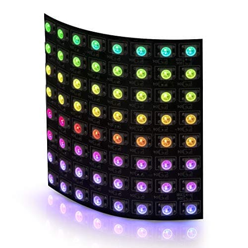 BTF-LIGHTING WS2812B RGB 5050SMD Individually Addressable Digital 8X8 64 Pixels 3.1in x 3.1in LED Matrix Panel Flexible FPCB Full Color Works with SP107E,WLED etc Image Video Display DC5V