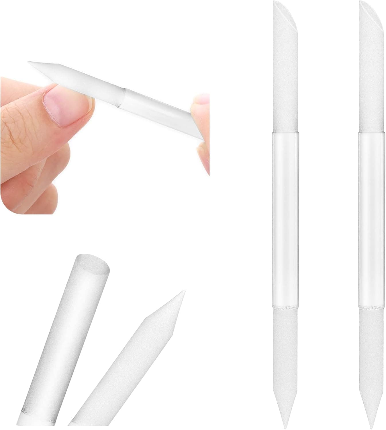 Sibba Glass Cuticle Pusher 2 Pieces Double Sided Nail File Manicure Stick Professional Precision Cuticle Crystal Gel Polish Remover Nail Salons Care Tools Women Abrasive Surface Scraper Cleaner Set