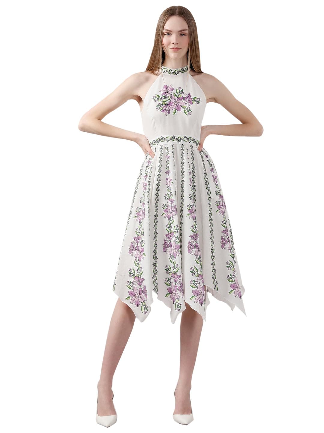 VERO MODA Women's Fit and Flare White Dress