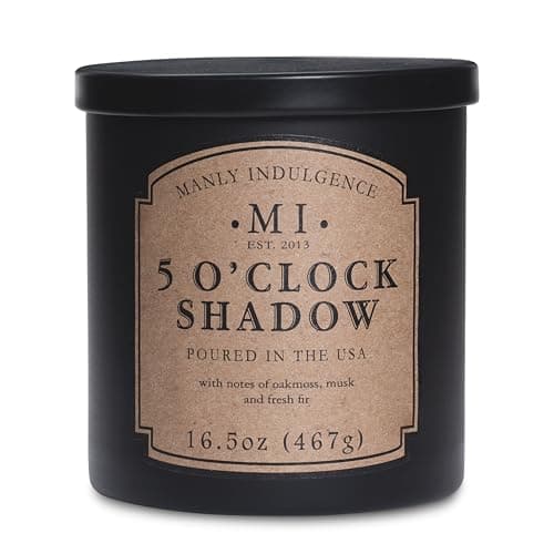 Manly Indulgence 5 O'Clock Shadow Scented Candles for Men, 16.5 oz Single Wick, Premium Soy Blend Wax, 60H Burn, Candles for Home Scented – Made in The USA