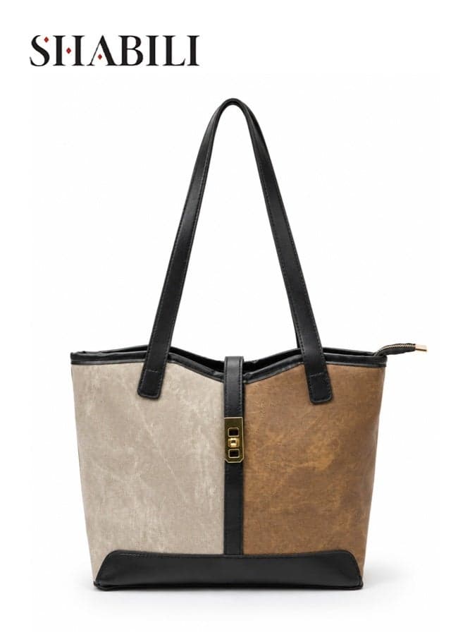Women's PU Leather Shoulder Bag, Ladies Designer Zipper Closure Handbag Tote Bags Clutch Bag, Large Capacity Crossbody Bag Satchel Bag Beach Bag Carry Bag for College Students and Teenagers