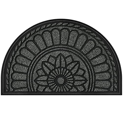 Mibao Half Round Door Mat NonSlip Welcome Entrance Way Durable Rubber LowProfile Heavy Duty Doormat Half Circle Mats for Garage Patio High Traffic Areas 235 x 355 Gray