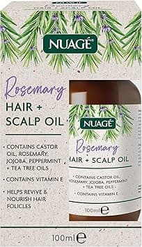 Nuage Rosemary Hair and Scalp Oil with Vitamin E Castor Oil Rosemary Jojoba Peppermint Tea Tree Oils Helps Revive Nourish Hair Folicles 100ml