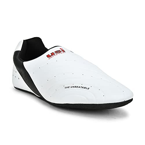 USI UNIVERSAL 701MA PU Martial Art Shoes, Martial Art Taekwondo Sneaker Shoe Foe Men, Light Weight (White/Black, Size 11)