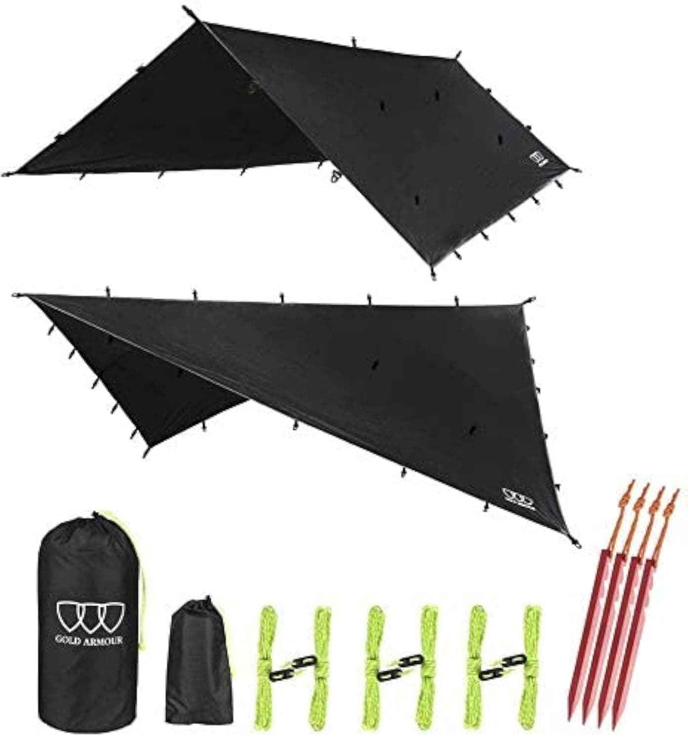 Gold Armour Rainfly Tarp Hammock Premium 147ft12ft10ft8ft Rain Fly Cover Waterproof Ultralight Camping Shelter Canopy Survival Equipment Gear Camping Tent Accessories OD Green 12ft x 10ft