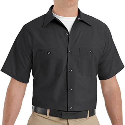 Red Kap Men's Industrial Work Shirt, Regular Fit, Short Sleeve, Black, 2X-Large Tall