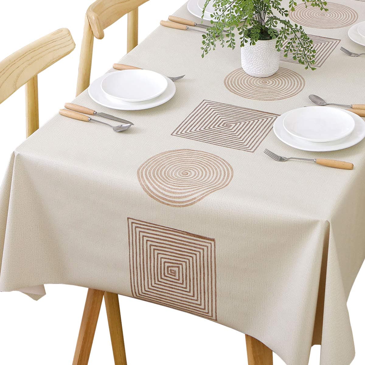 TruDelve Heavy Duty Vinyl Table Cloth Plastic Table Cloth for Kitchen Dining Table Wipeable PVC Waterproof Tablecloth for Rectangle Table54x78Geometry