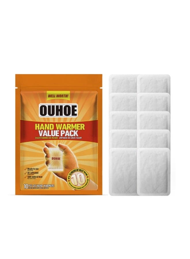 OUHOE Portable Hand Warmers Pack of 10 – Disposable Air Activated Heating Pads, Provides Up to 10 Hours Warmth, Ideal for Winter Outdoor Activities, Travel, Sports and Everyday Cold Protection