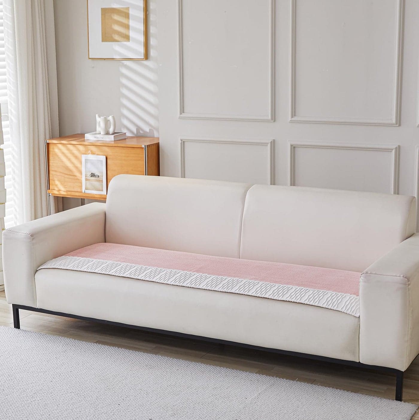 House of Quirk velvet Sofa Covers Corduroy French Style Sofa Furniture Protector 1/2/3/4 Seater Sofa Cover Anti-Slip Sofa Slipcover (One Seater, Peach, 70x70cm)